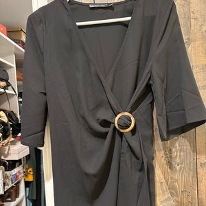 VICI Collection Black Wrap Blouse